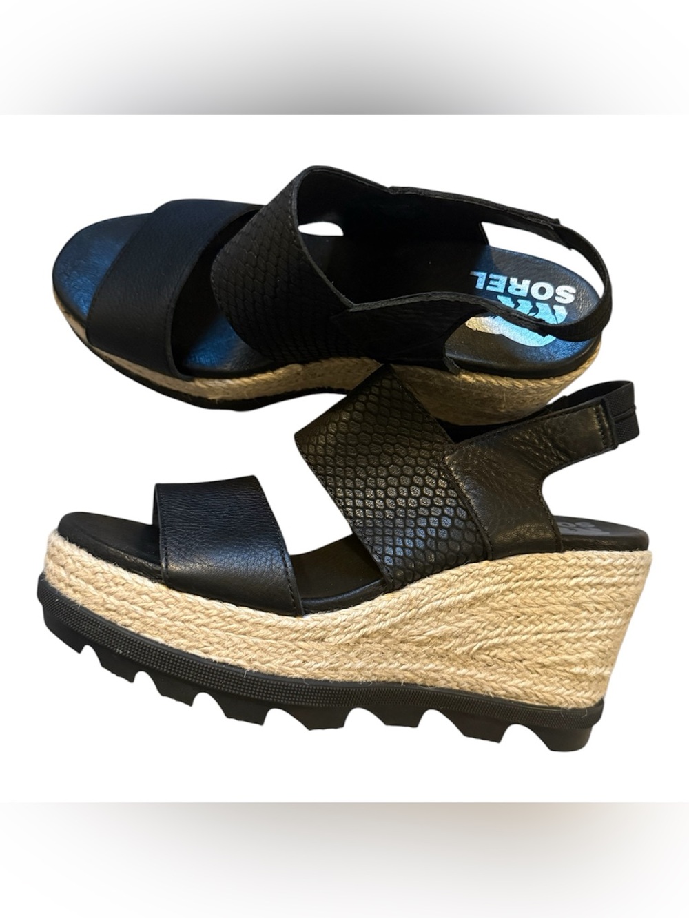 Sorel Black Espadrille Platform Sandals